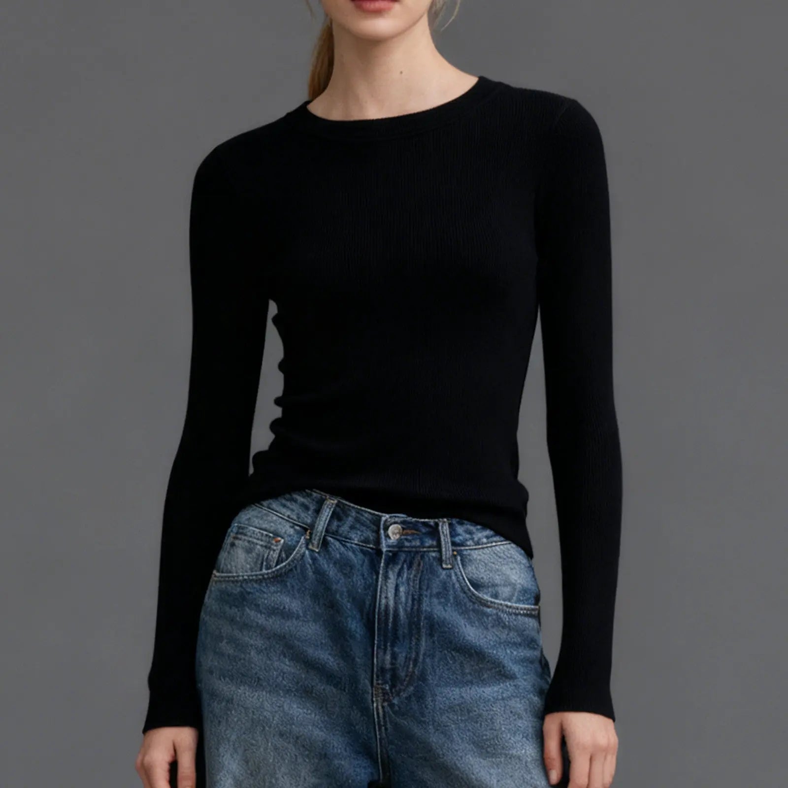 Ease & Grace Women's Slim Fit Ribbed Long Sleeve Top Ease & Grace