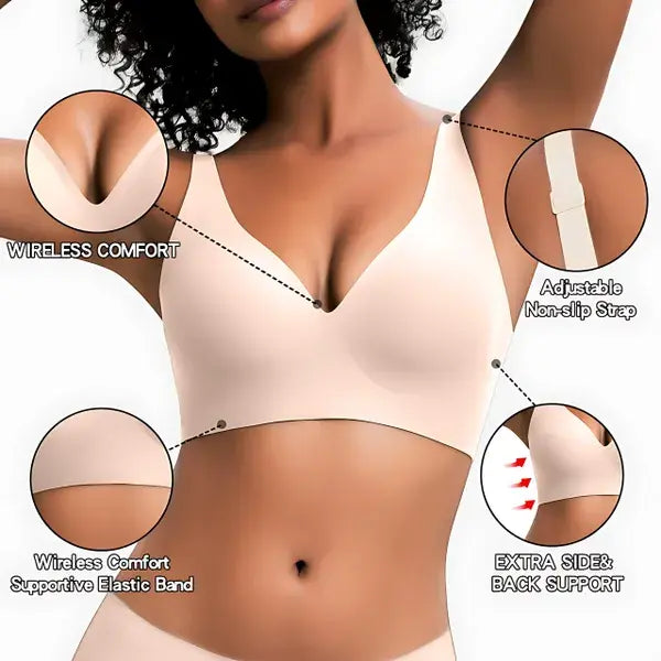 VRCÔMFY Vivid Bloom V-Neck Wireless Bra - Comfort & Lift for Women (VB) VRCÔMFY