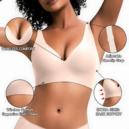 VRCÔMFY Vivid Bloom V-Neck Wireless Bra - Comfort & Lift for Women (VB) VRCÔMFY