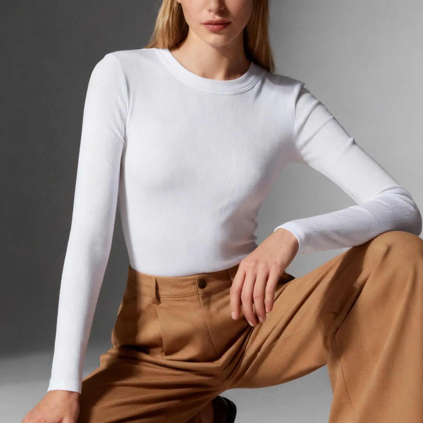 Ease & Grace Women's Slim Fit Ribbed Long Sleeve Top Ease & Grace