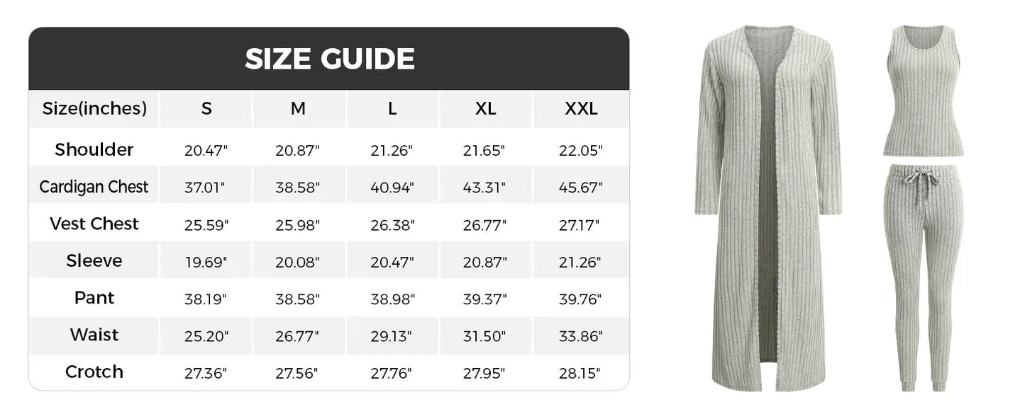 Ease & Grace Women's 3-Piece Knit Loungewear Set Ease & Grace