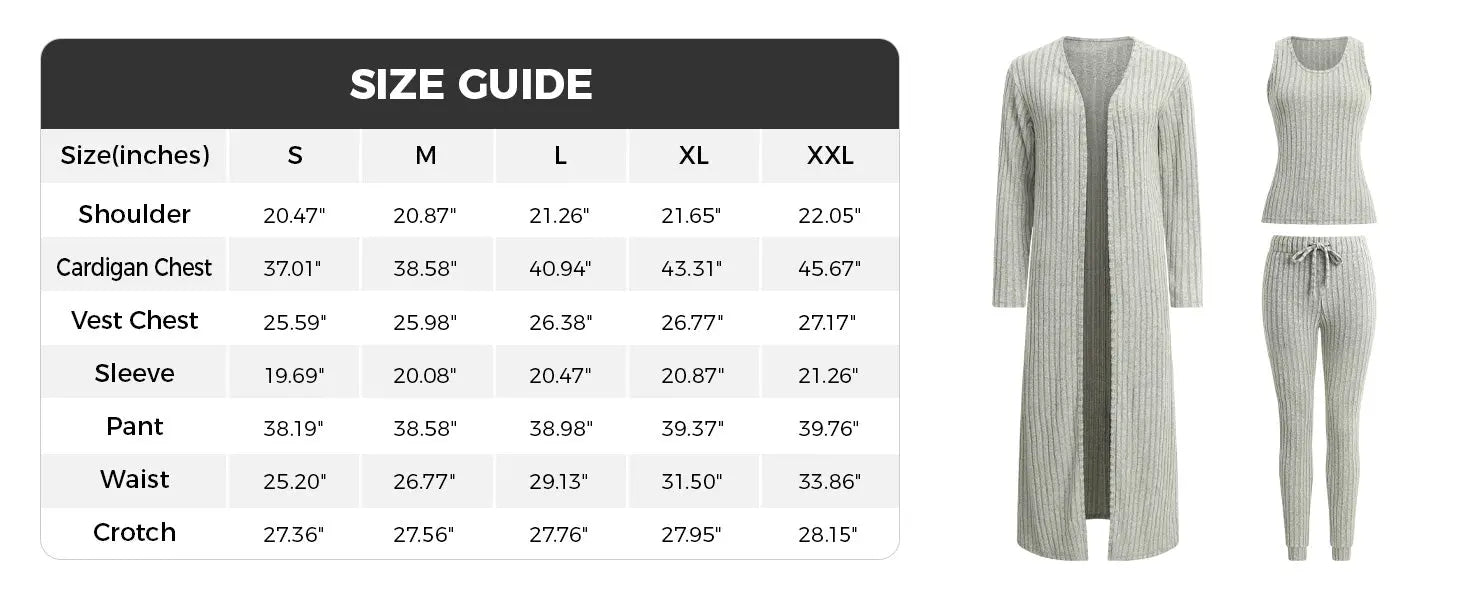 Ease & Grace Women's 3-Piece Knit Loungewear Set Ease & Grace