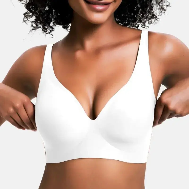 VRCÔMFY Vivid Bloom V-Neck Wireless Bra - Comfort & Lift for Women (VB) VRCÔMFY