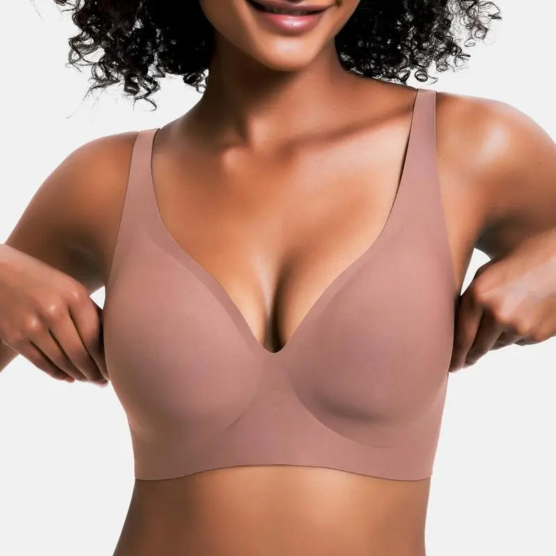 VRCÔMFY Vivid Bloom V-Neck Wireless Bra - Comfort & Lift for Women (VB) VRCÔMFY