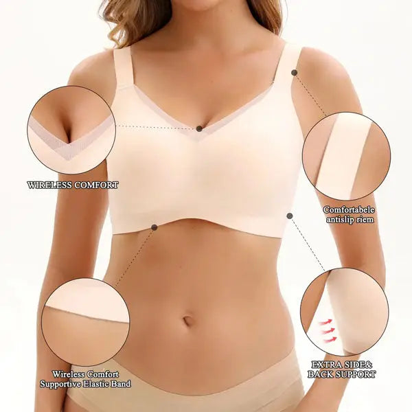 Ease & Grace Woven Bliss Wireless Bra - Comfort & Lift for Women （WB） Ease & Grace