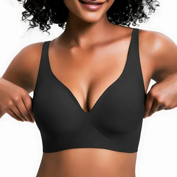 VRCÔMFY Vivid Bloom V-Neck Wireless Bra - Comfort & Lift for Women (VB) VRCÔMFY