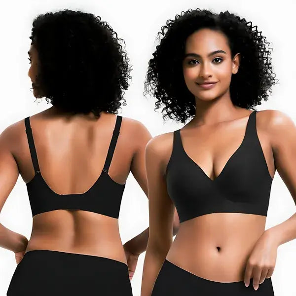 VRCÔMFY Vivid Bloom V-Neck Wireless Bra - Comfort & Lift for Women (VB) VRCÔMFY
